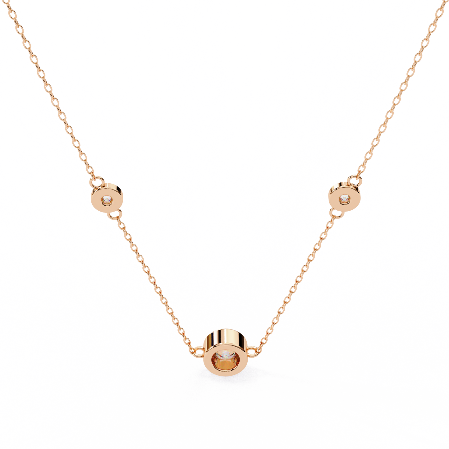 Trinity Bezel Diamond Station Pendant