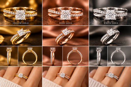Princess-Cut Solitaire Diamond Ring in Two-Tone Gold