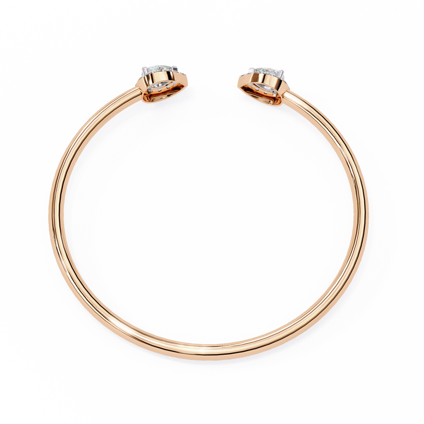 Pear Halo Open Cuff Diamond Bracelet