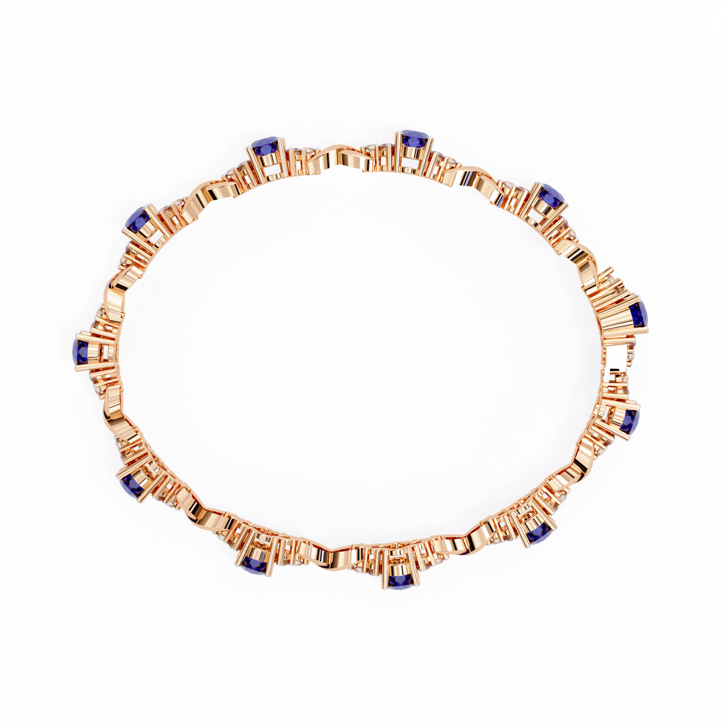 Blue Sapphire & Diamond Infinity Link Bracelet