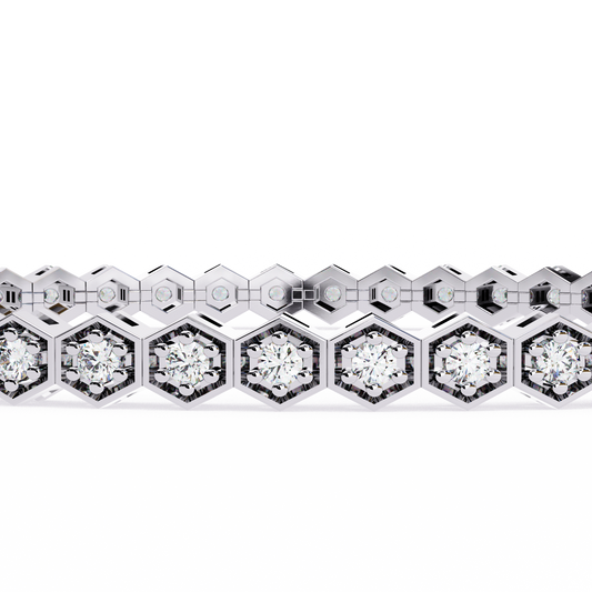 Hexa Link Diamond Tennis Bracelet