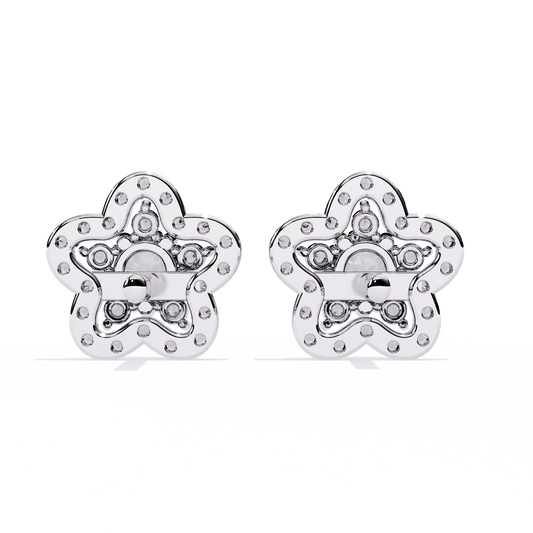 Floral Halo Diamond Stud Earrings
