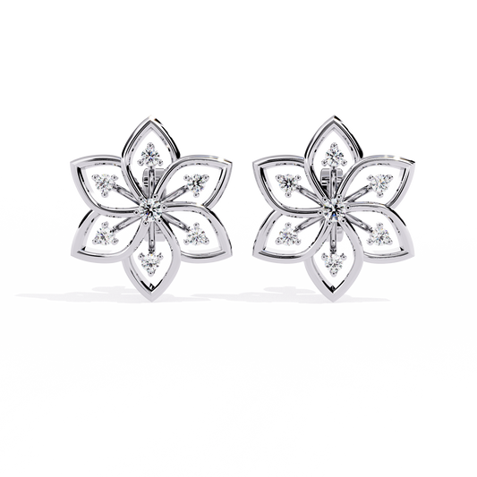 Floral Diamond Petal Stud Earrings