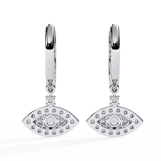 Evil Eye Halo Drop Earrings
