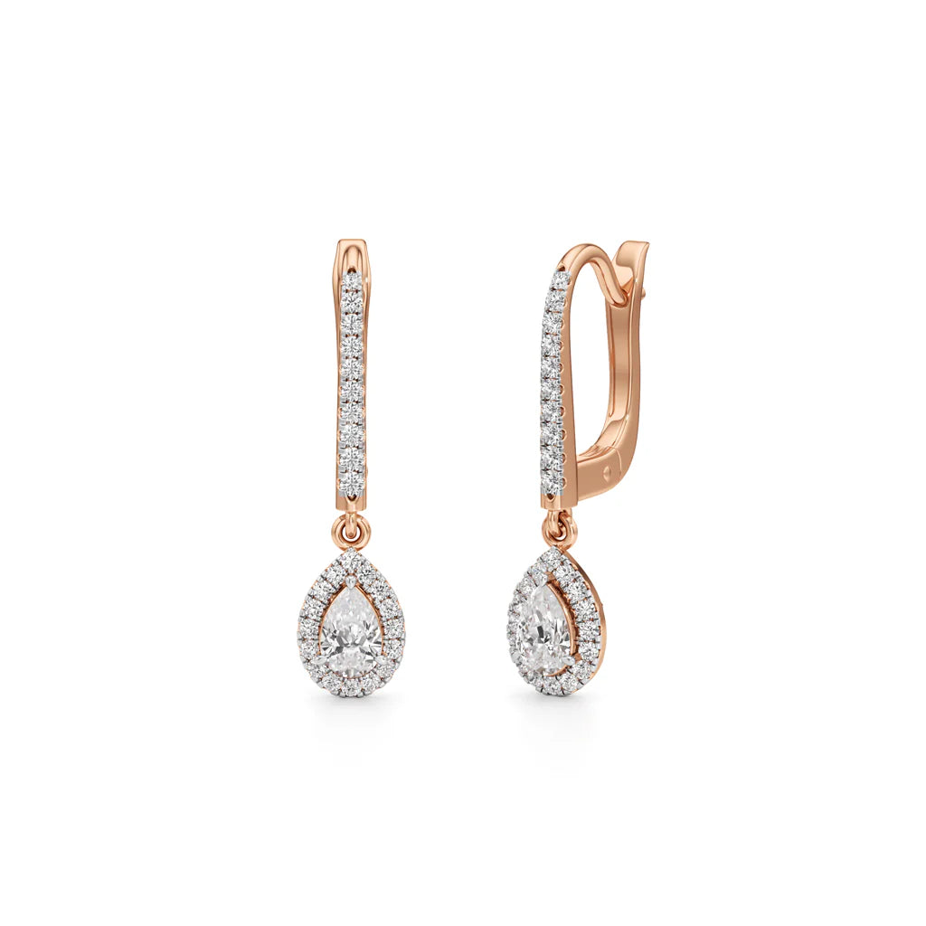 0.75Ct Pear Shape Hoops Earrings