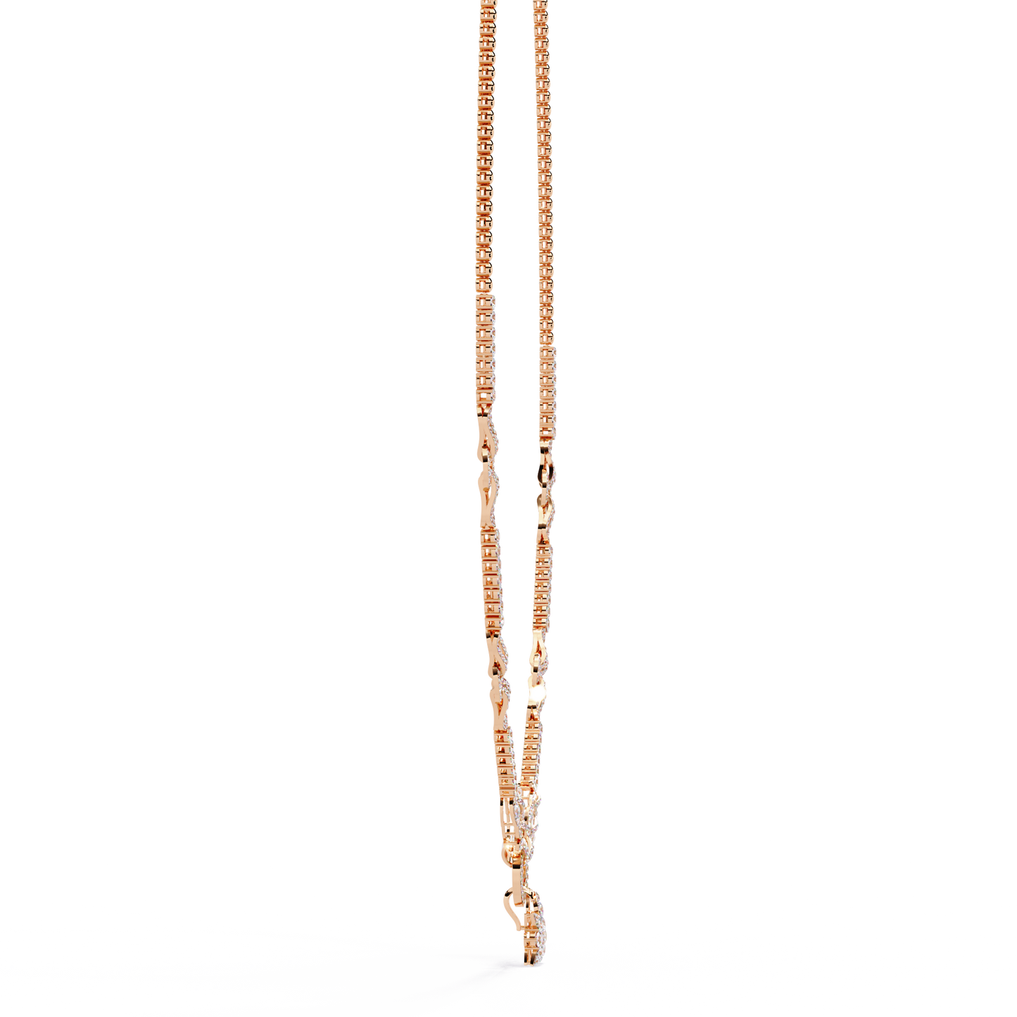 Pavé Link Circle Drop Diamond Necklace