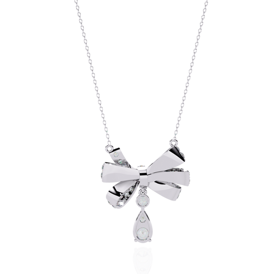 Luxe Bow Drop Diamond Necklace