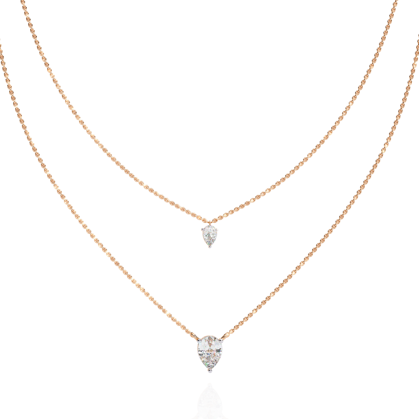Layered Pear Cut Diamond Drop Necklace