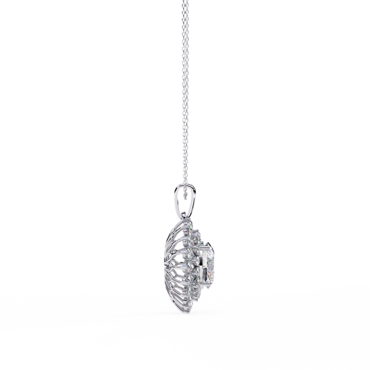 Radiant Bloom Halo Diamond Necklace