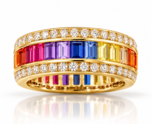 Rainbow Baguette Diamond Eternity Ring