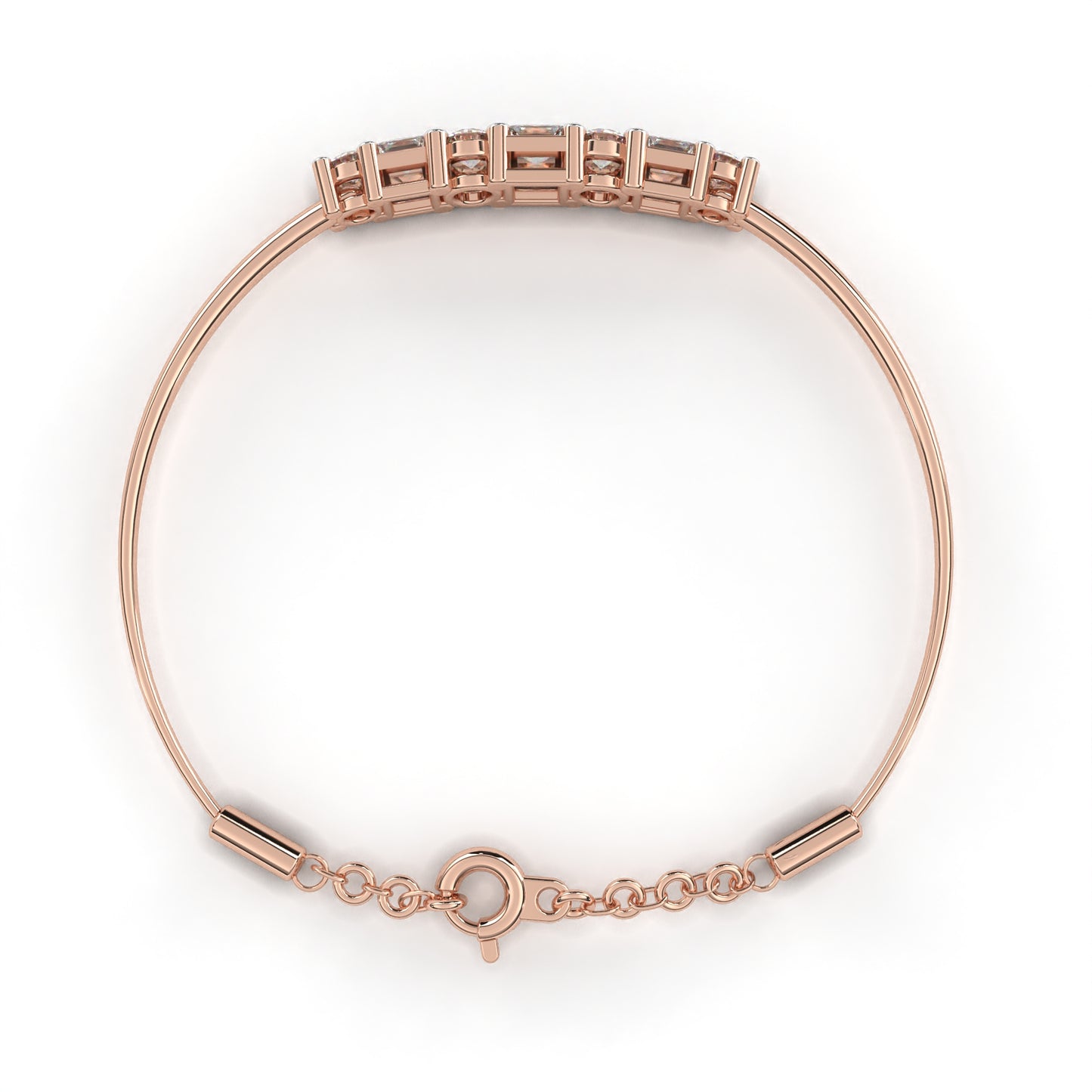 Five-Stone Mixed Cut Diamond Bangle Bracelet