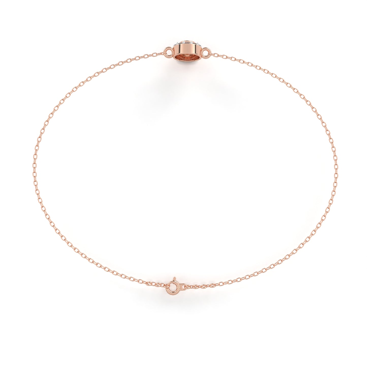 Halo Solitaire Diamond Chain Bracelet