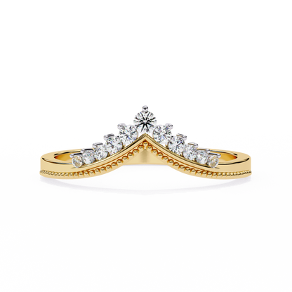 Crown Chevron Diamond Wedding Band Ring