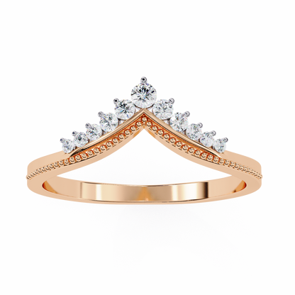Crown Chevron Diamond Wedding Band Ring