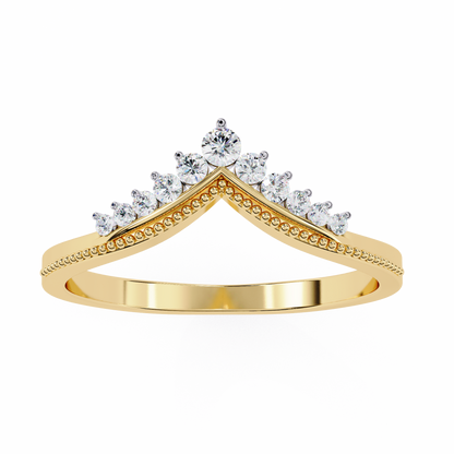Crown Chevron Diamond Wedding Band Ring