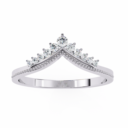 Crown Chevron Diamond Wedding Band Ring