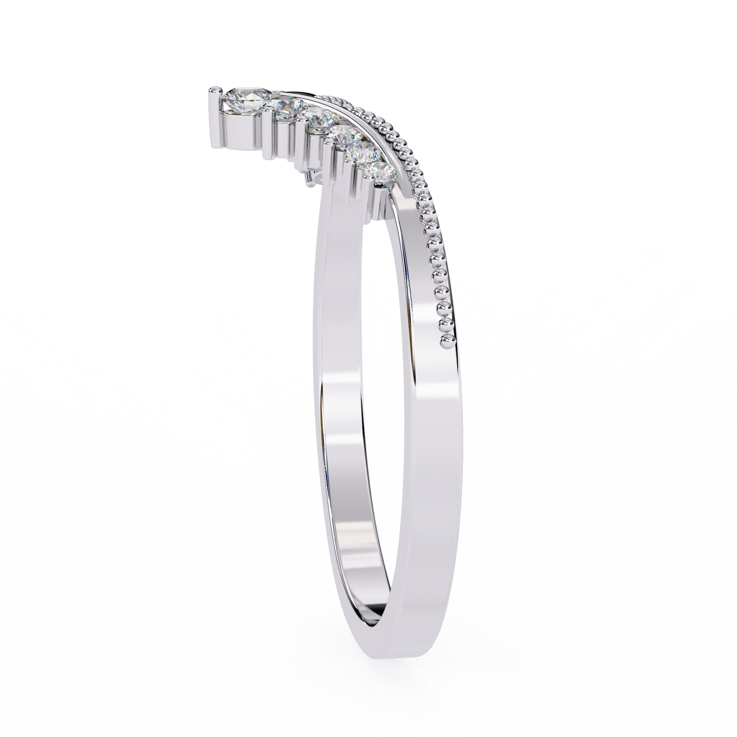 Crown Chevron Diamond Wedding Band Ring