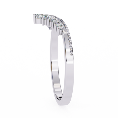 Crown Chevron Diamond Wedding Band Ring