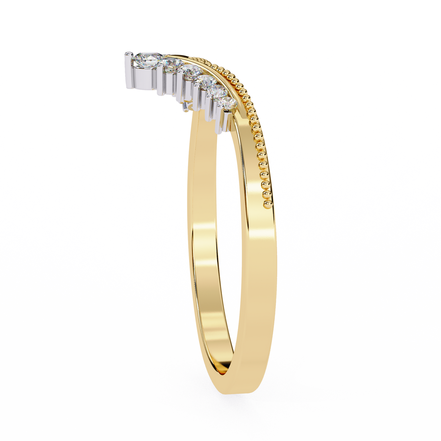 Crown Chevron Diamond Wedding Band Ring