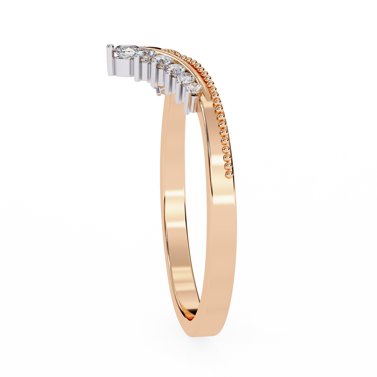 Crown Chevron Diamond Wedding Band Ring