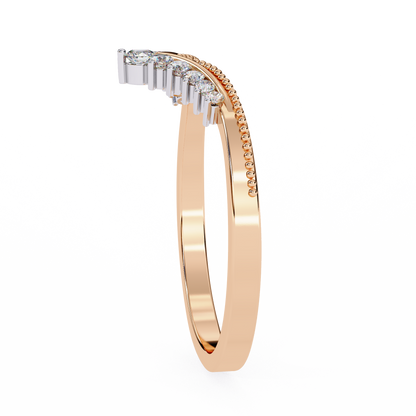 Crown Chevron Diamond Wedding Band Ring