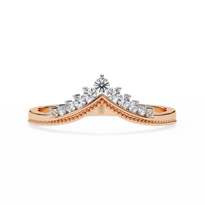 Crown Chevron Diamond Wedding Band Ring