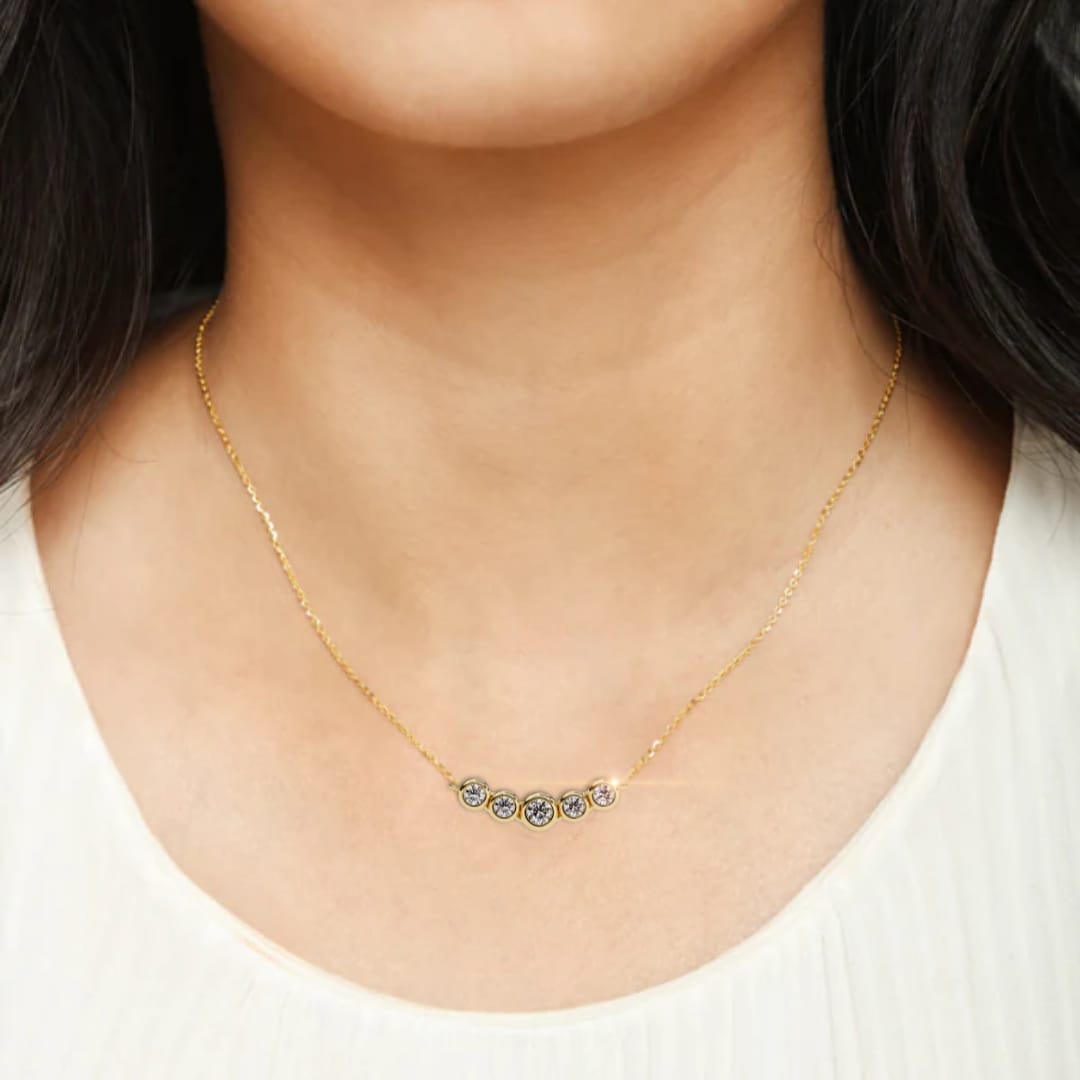 Aurora Bezel Set Diamond Bar Pendant