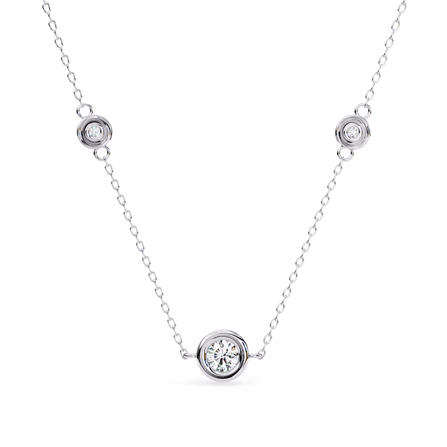 Trinity Bezel Diamond Station Pendant