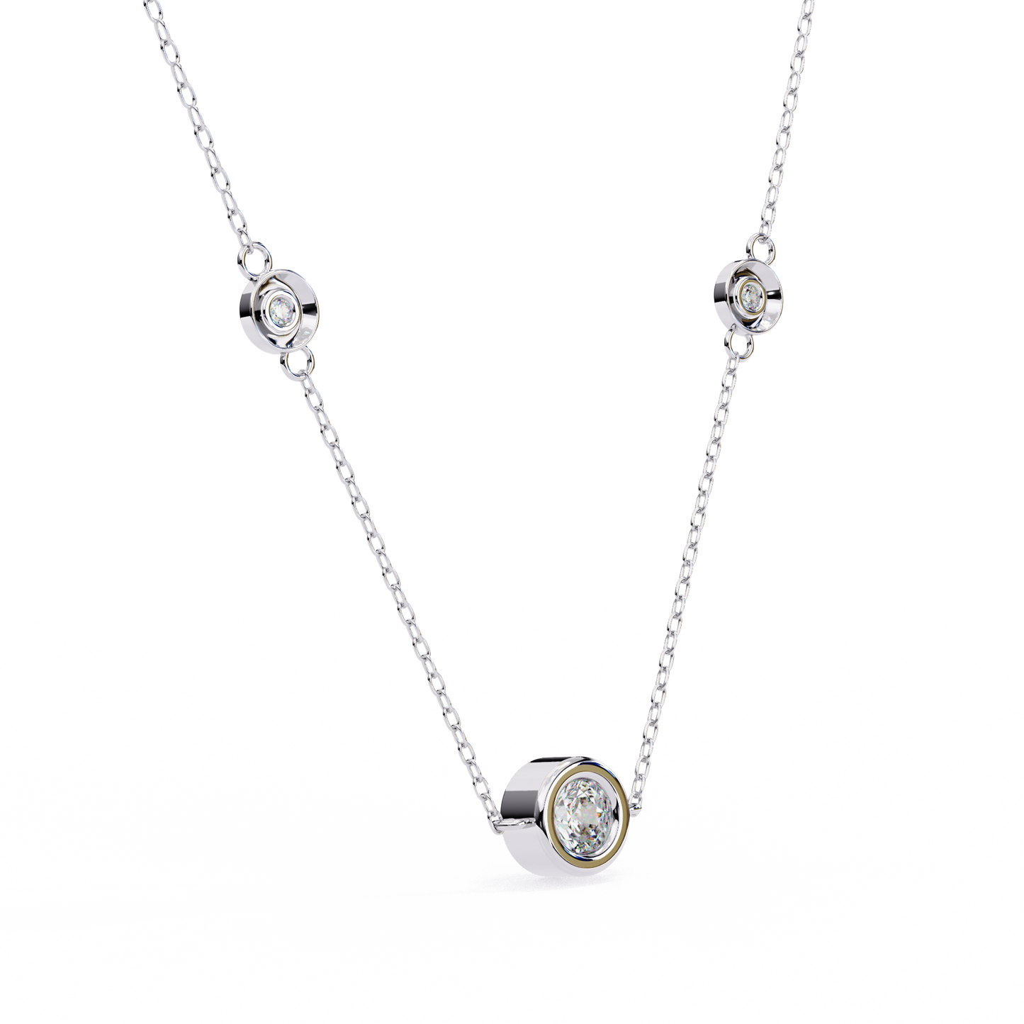 Trinity Bezel Diamond Station Pendant