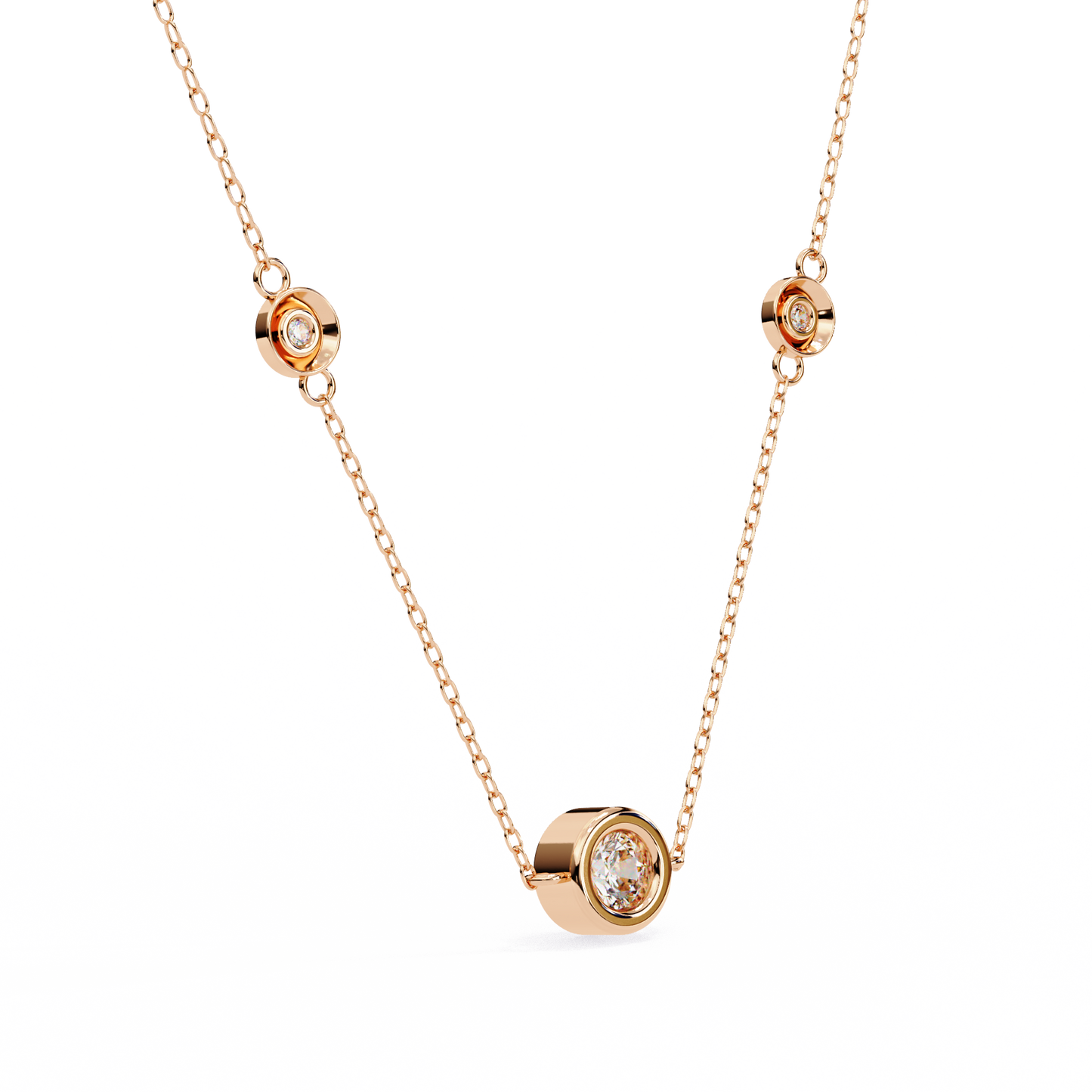 Trinity Bezel Diamond Station Pendant