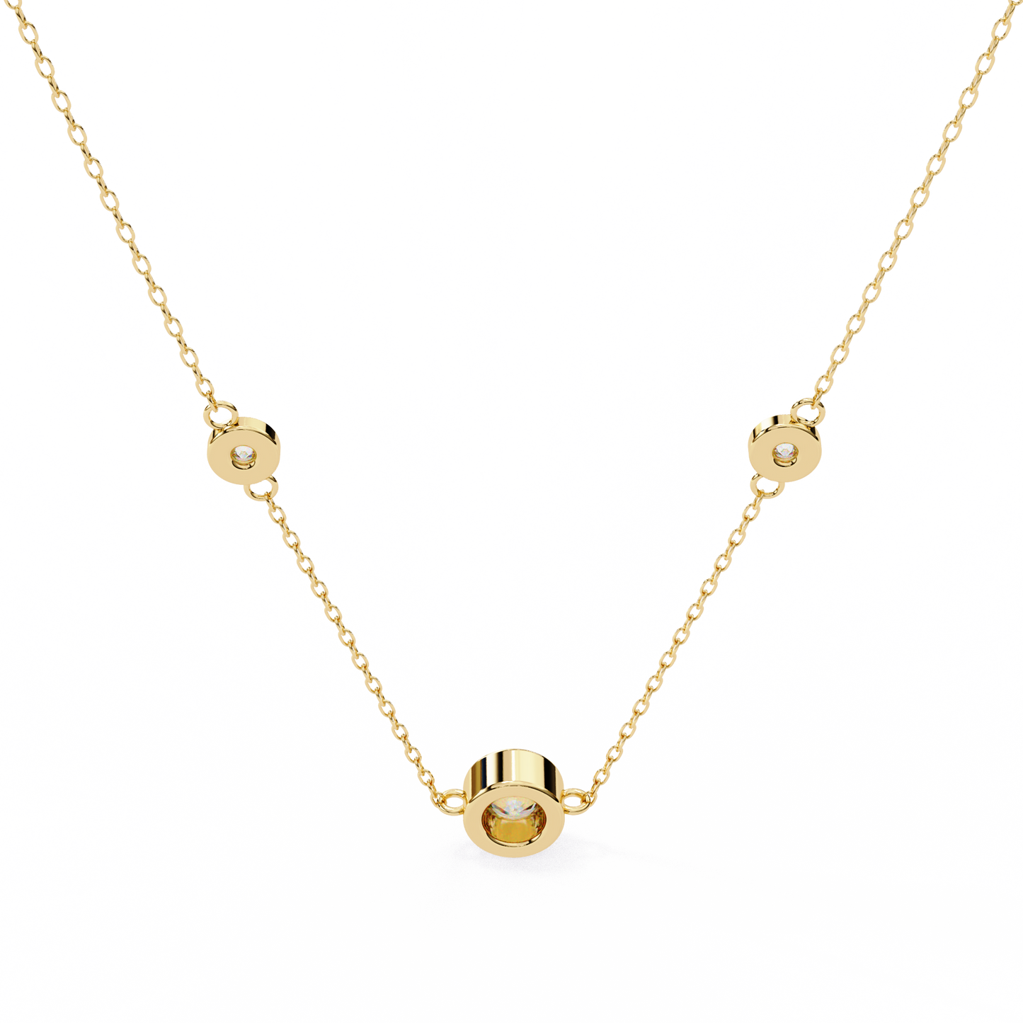 Trinity Bezel Diamond Station Pendant