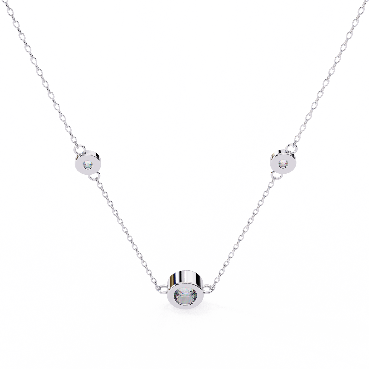 Trinity Bezel Diamond Station Pendant