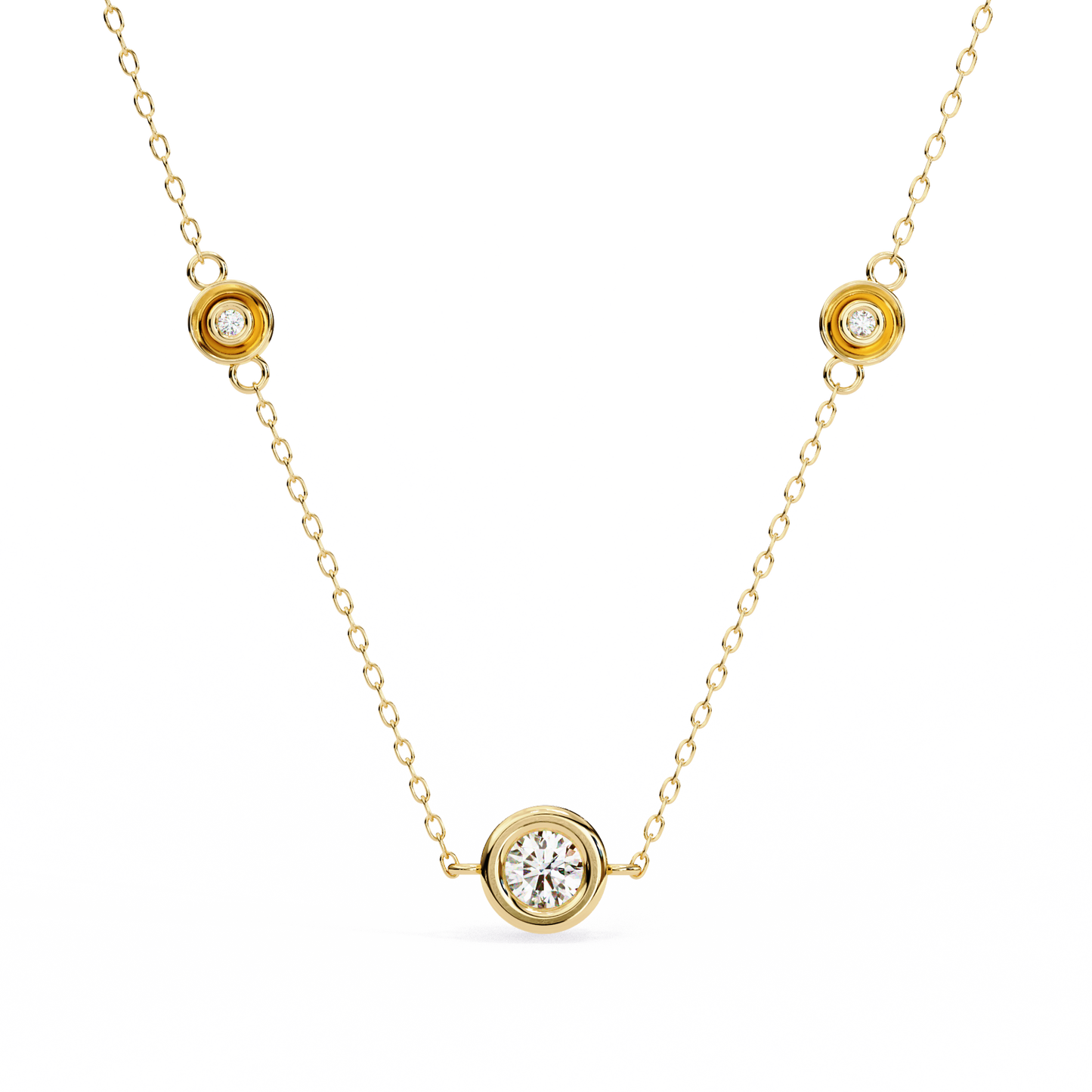 Trinity Bezel Diamond Station Pendant