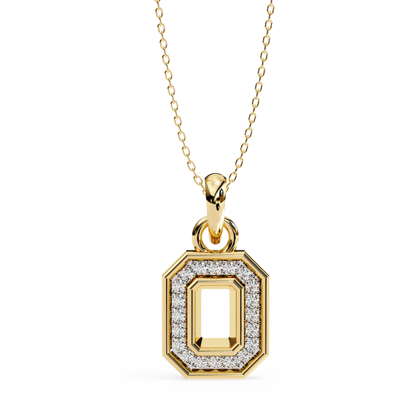 Regal Halo Diamond Initial Pendant