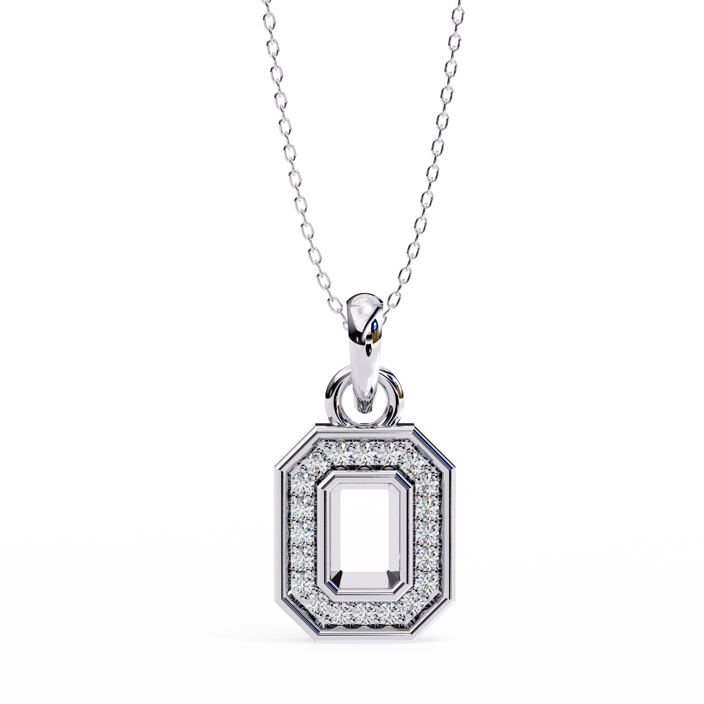 Regal Halo Diamond Initial Pendant