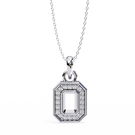 Regal Halo Diamond Initial Pendant