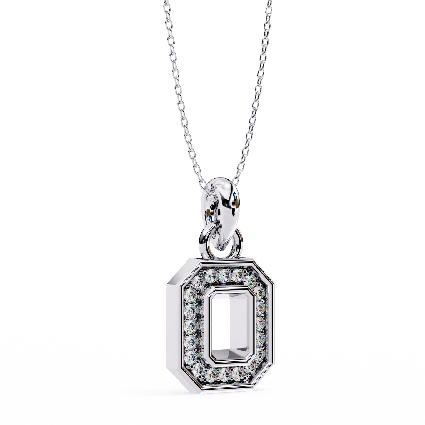 Regal Halo Diamond Initial Pendant