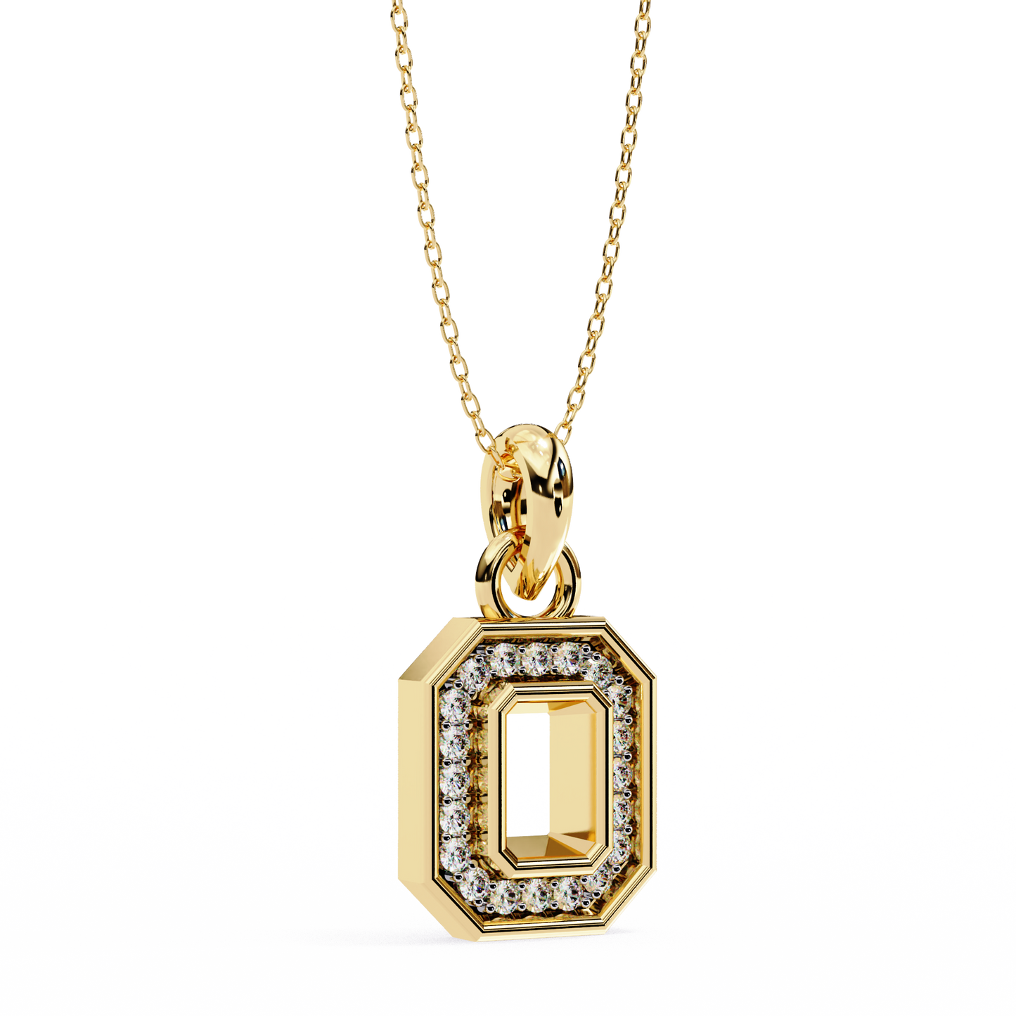 Regal Halo Diamond Initial Pendant