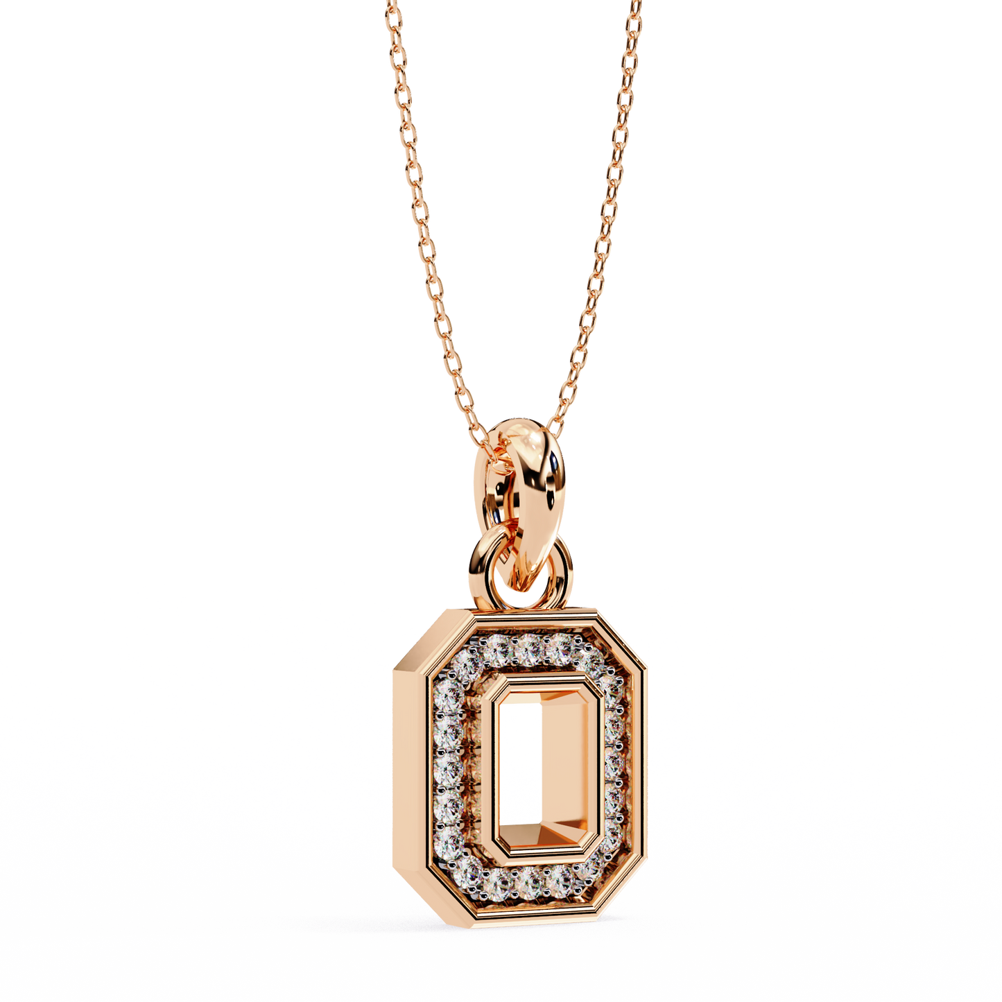 Regal Halo Diamond Initial Pendant