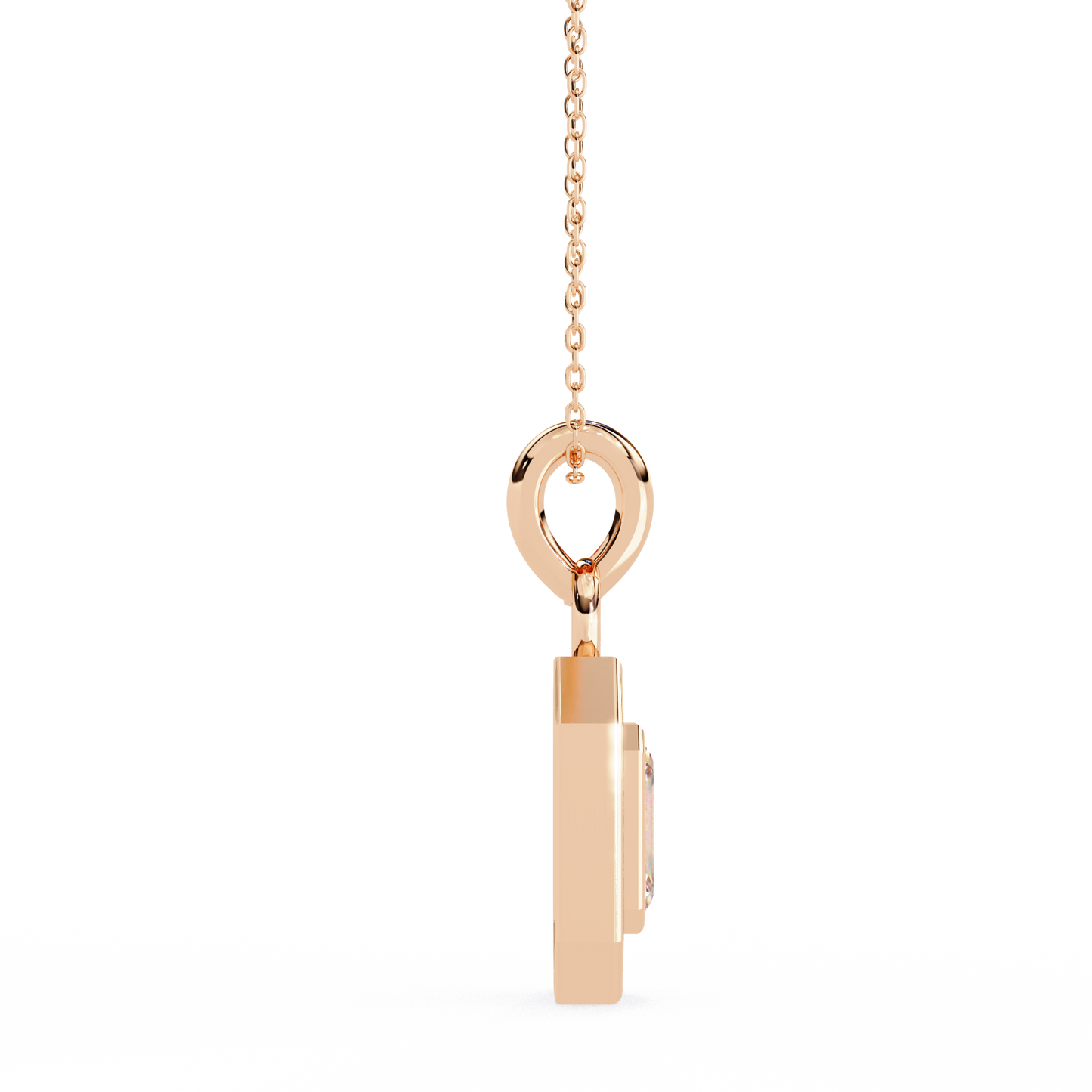 Emerald Cut Halo Diamond Pendant