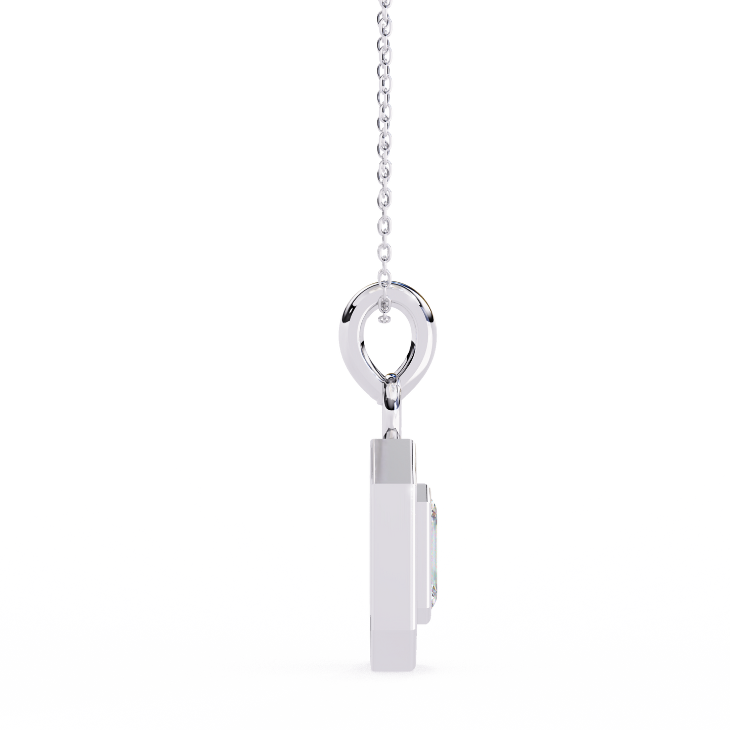 Emerald Cut Halo Diamond Pendant