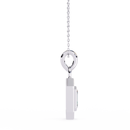 Emerald Cut Halo Diamond Pendant