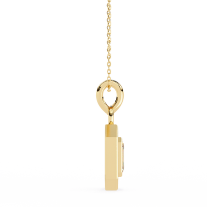 Emerald Cut Halo Diamond Pendant