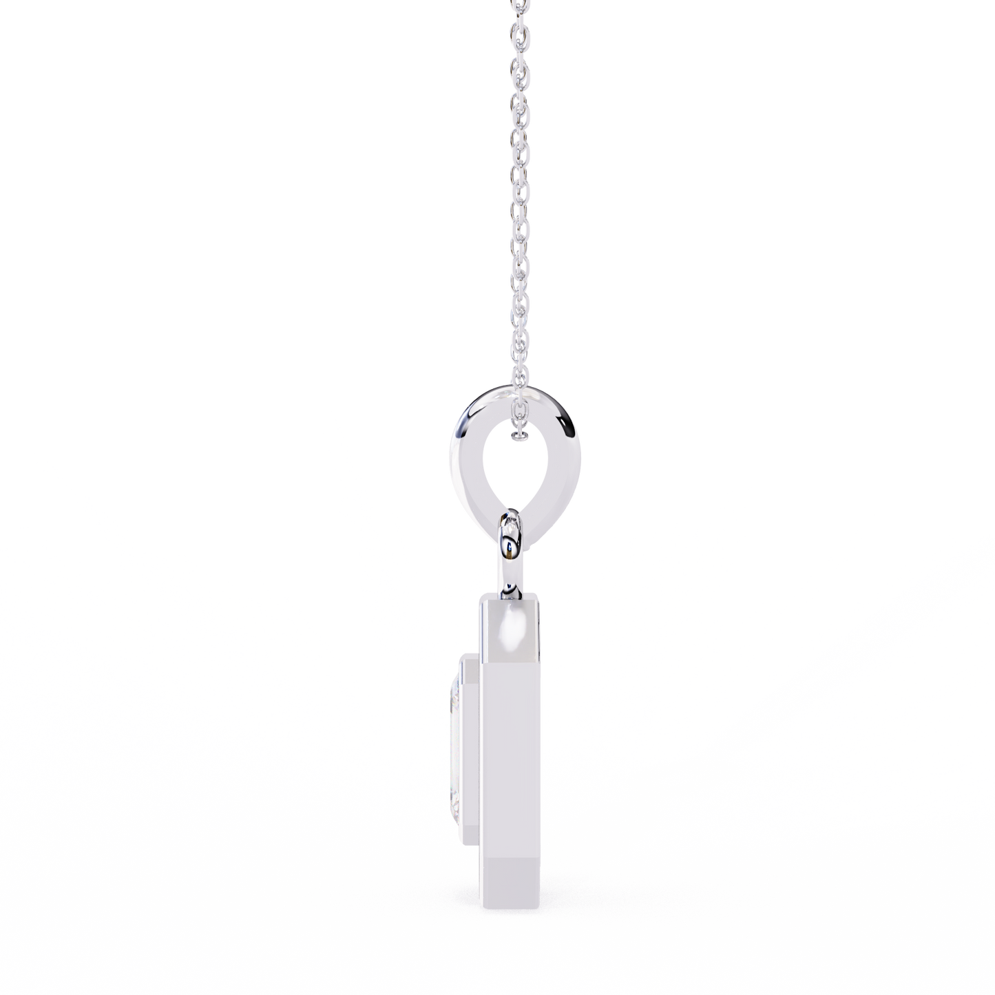 Emerald Cut Halo Diamond Pendant