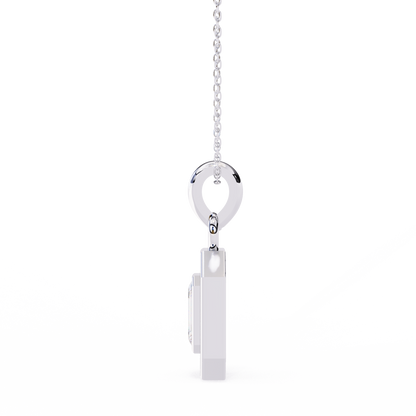 Emerald Cut Halo Diamond Pendant