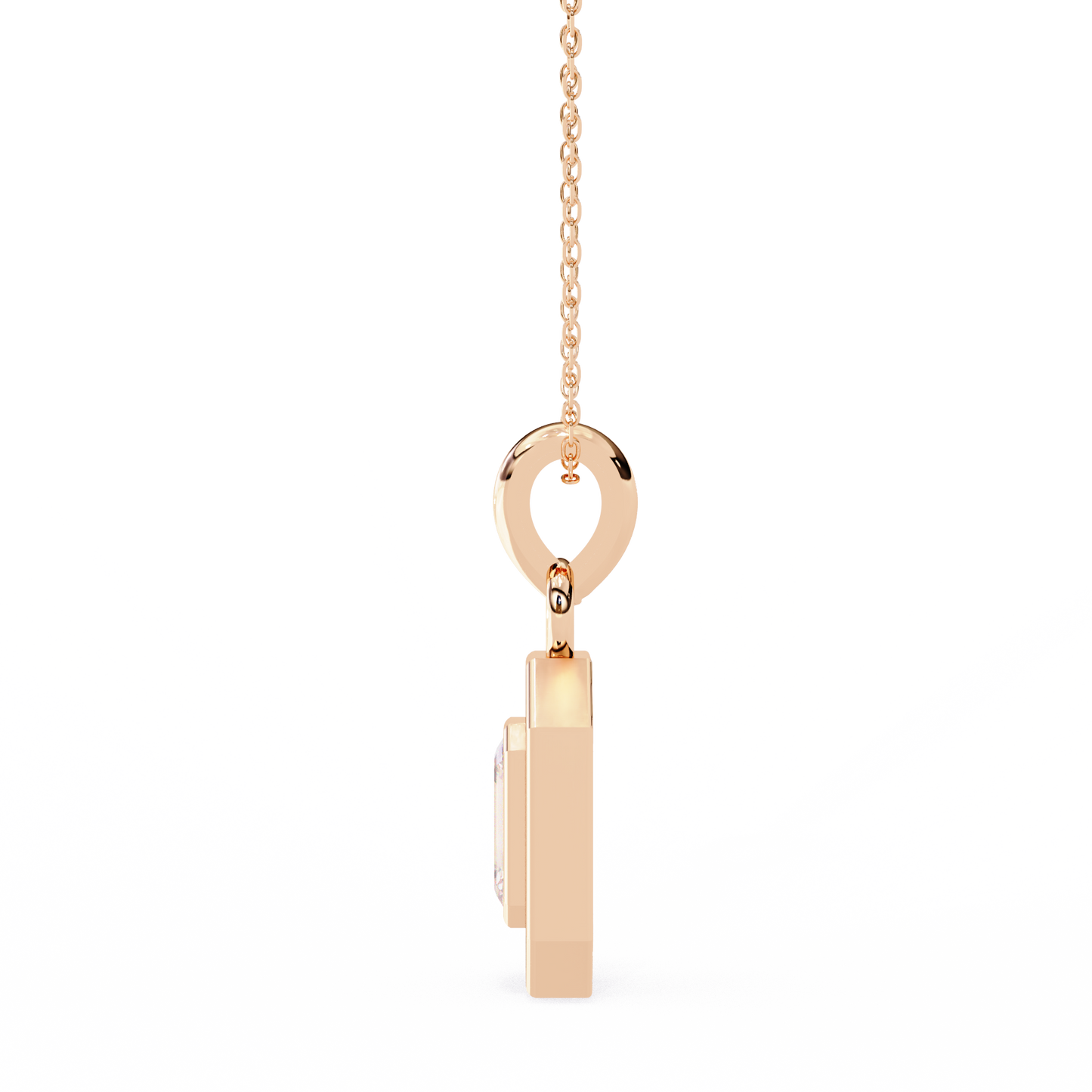 Emerald Cut Halo Diamond Pendant