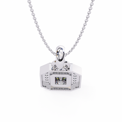 Emerald Cut Halo Diamond Pendant