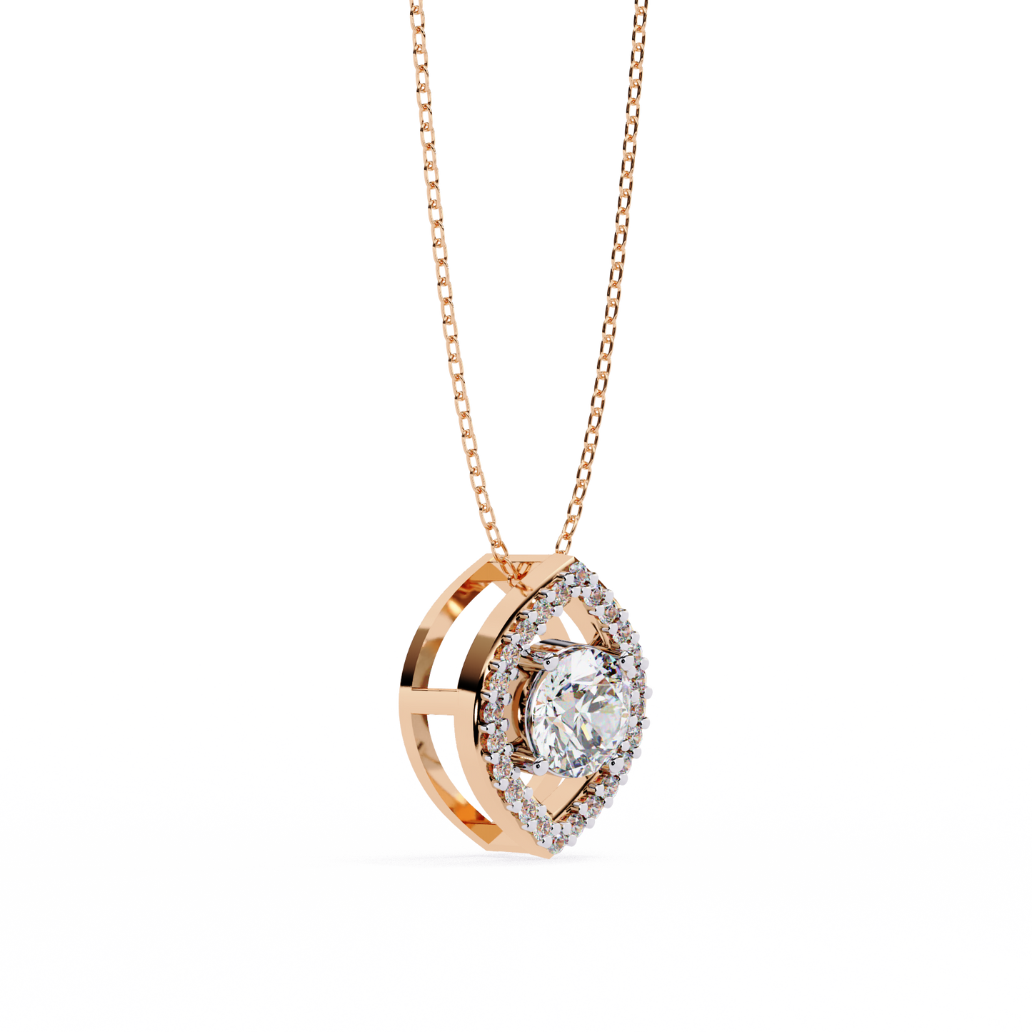Orbital Halo Solitaire Pendant