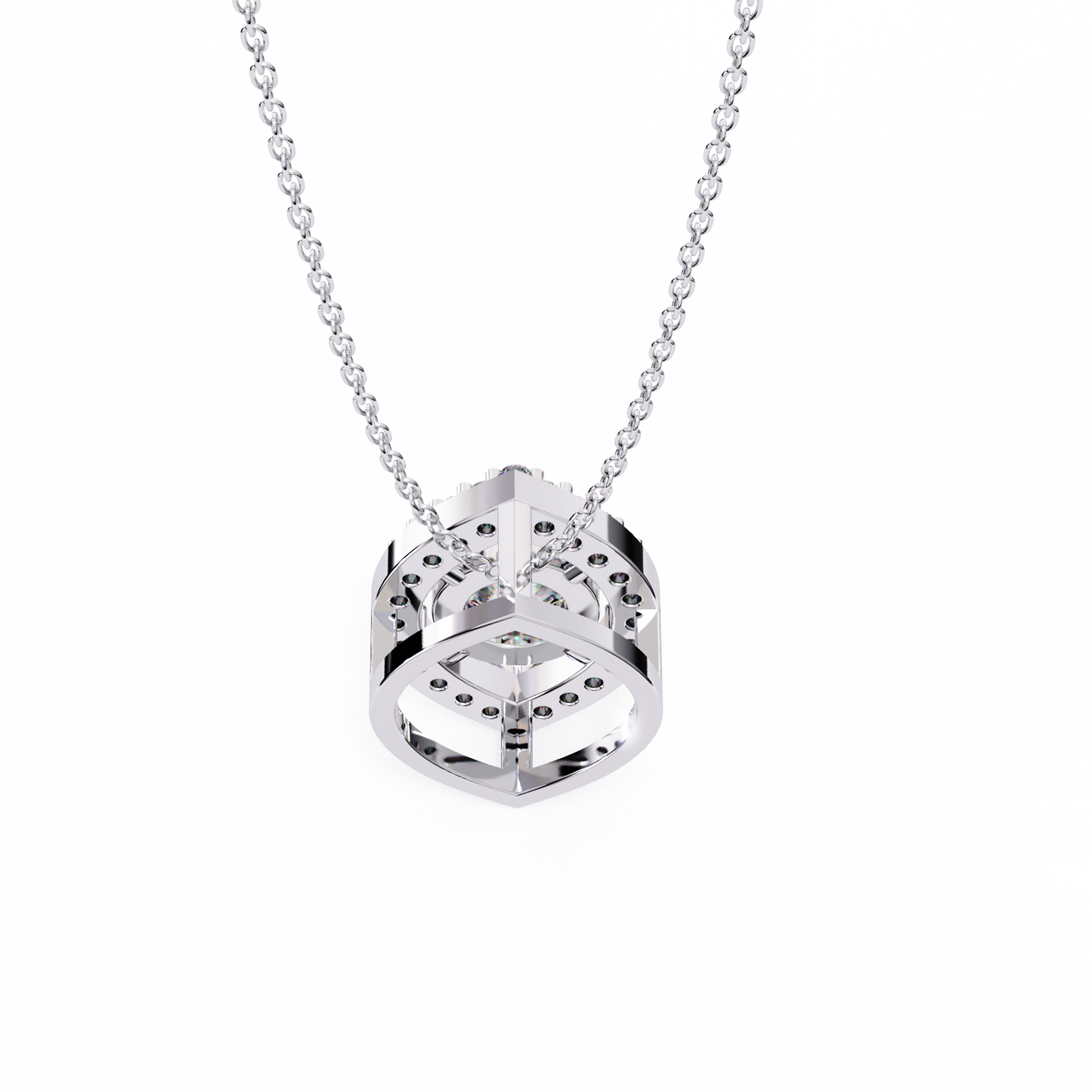 Orbital Halo Solitaire Pendant