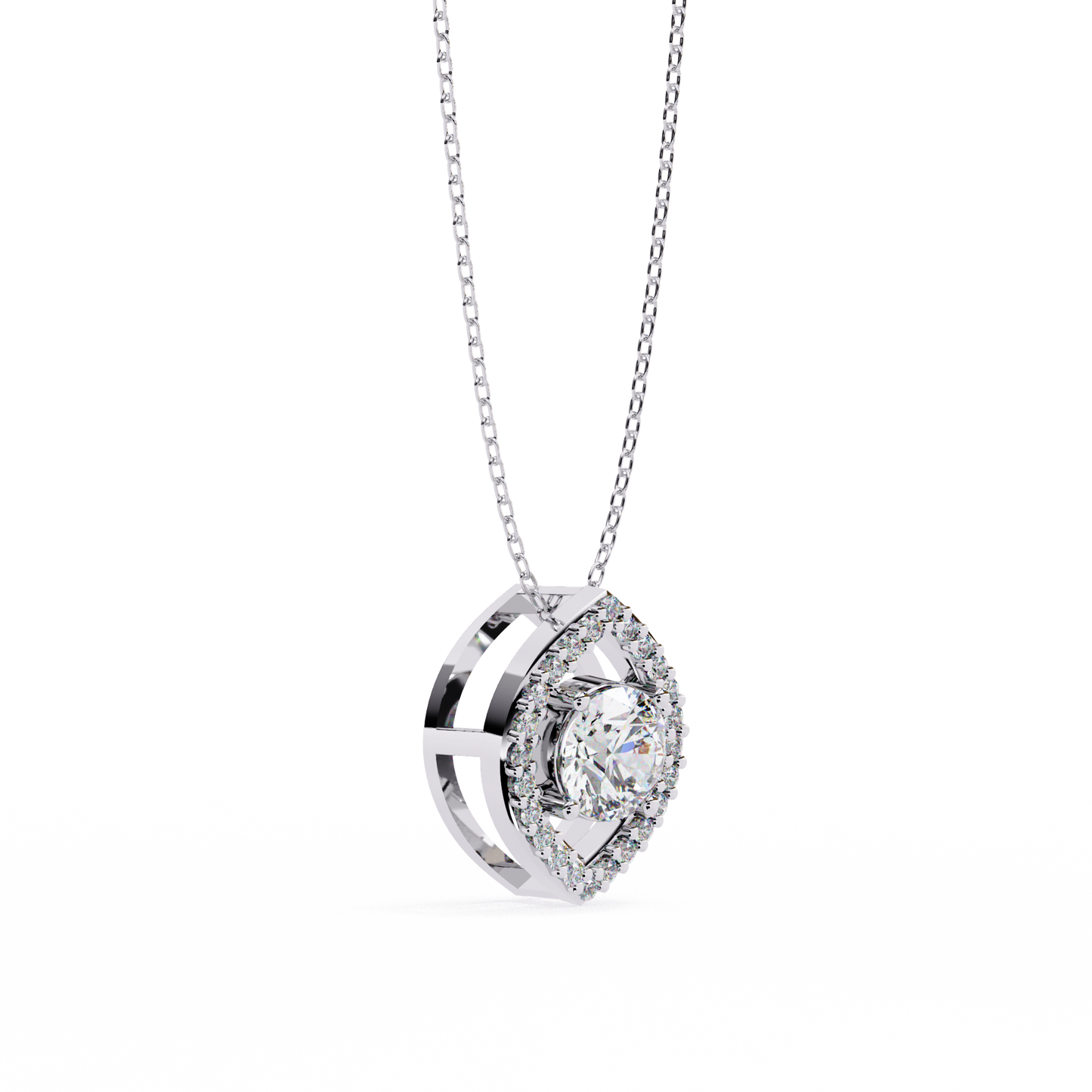 Orbital Halo Solitaire Pendant